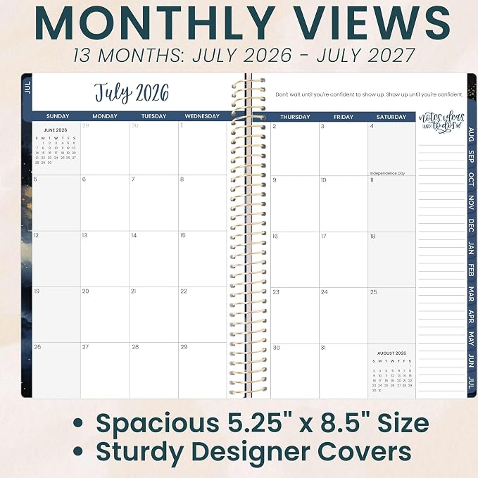 bloom daily planners 2026-2027 Planner - Academic Year (July 2026 - July 2027) Monthly & Weekly Soft Cover Planner for Women - 13 Month Calendar Agenda Book with Stickers - 5.5" x 8.25" - Midnight Sky