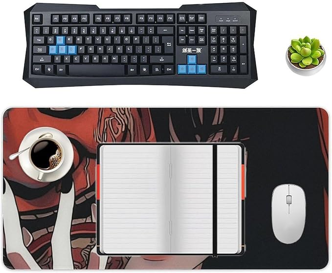 Aesthetic Japanese Anime Girl Samurai Woman Mouse Pad Gaming Large Non-Slip Rubber Desk Mat Keyboard Computer Pad for Home Office 30x60cm