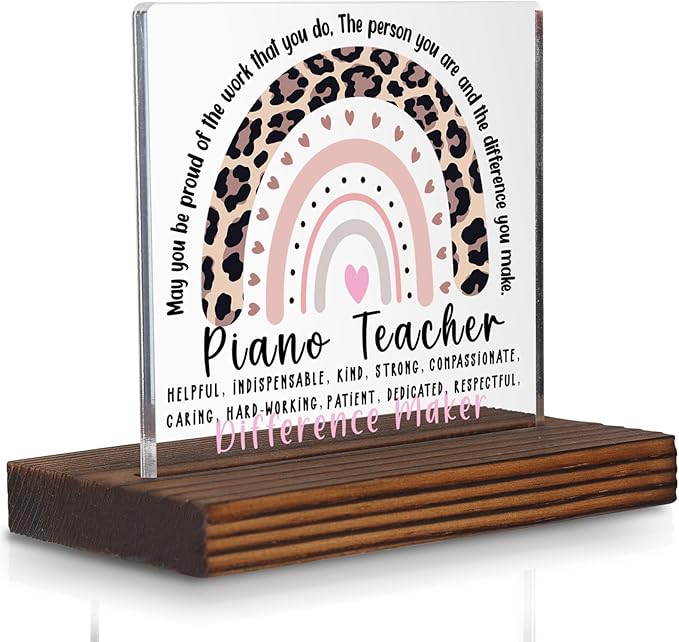 Piano Teacher Gift Desk Sign, Appreciation Thank You Plaque for Music Educator, Studio Decor Gift for Piano Instructor Birthday Holiday Difference Maker PA110