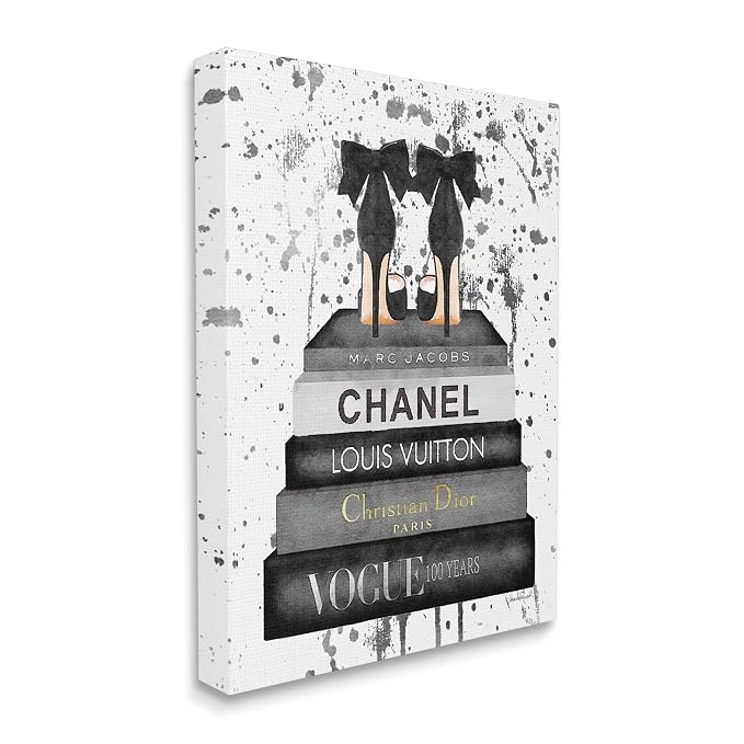 Glam Fashion Books and Heels, 36 x 48 Inch Canvas Wall Art | Stupell Industries · By Amanda Greenwood · Ready to hang · Chic gift for fashion lovers · Made in USA