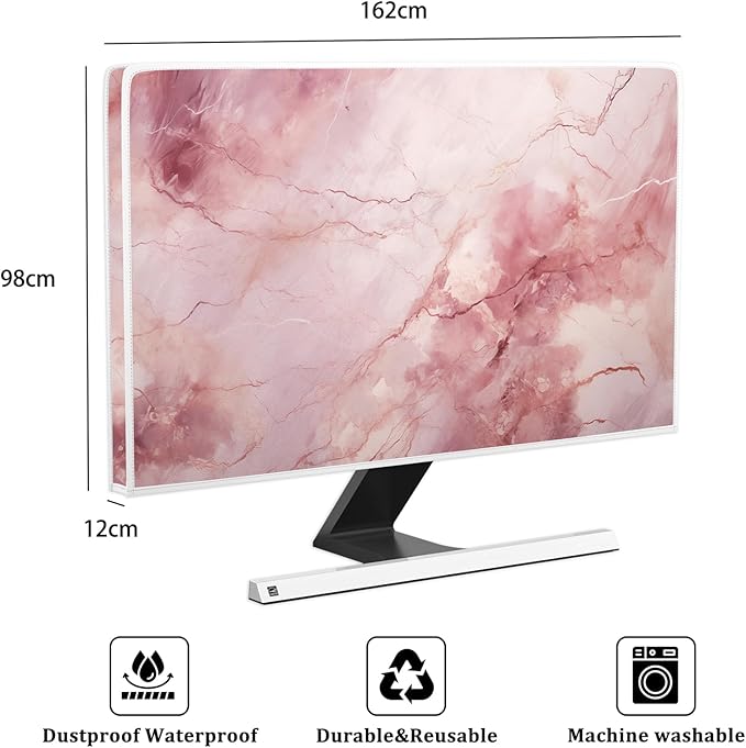 Baocicco Fashion Pink Marble Waterproof Television Cover 70 Inch Full Body Covers for Television Screen Panel Case Computer Sleeve Compatible with PC, Desktop and TV LED LCD OLED