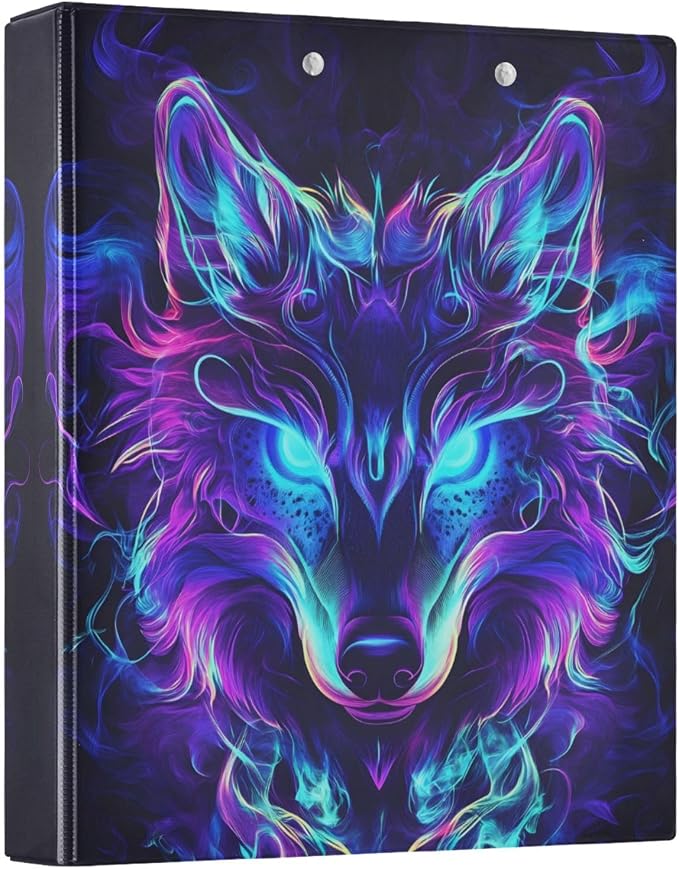 3 Ring Binder Mystical Wolf Face 1.5" Round Ring Binders View Binder with 200 Sheet for Kids School Supplies Women Men Office, 1 Pack
