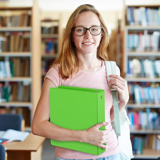 ViVin 2 Inch Round Ring View Binder for Durability, 6-Pack (Ivy Green) | Standard 3 Ring Binder for 450 Sheets of US Letter Size Paper, PVC-Free, Clear Front Pocket, Office Home School Use