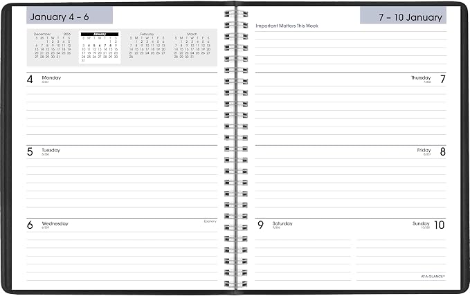 AT-A-GLANCE 2027 Planner, Weekly & Monthly, 7" x 8.75", Executive Soft Cover, DayMinder, Black (G5460027)