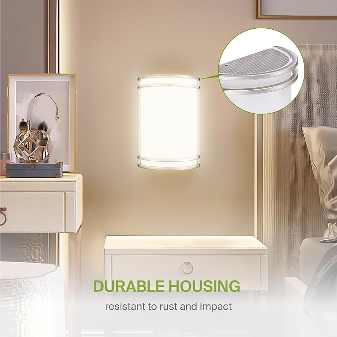 ASD Indoor LED Wall Sconce Lights - 10 Inch 15W Brushed Nickel Modern LED Wall Sconces Hardwired - ETL Dimmable 3000K 4000K 5000K Adjustable Sconce Light Fixture for Bedroom, Hallway