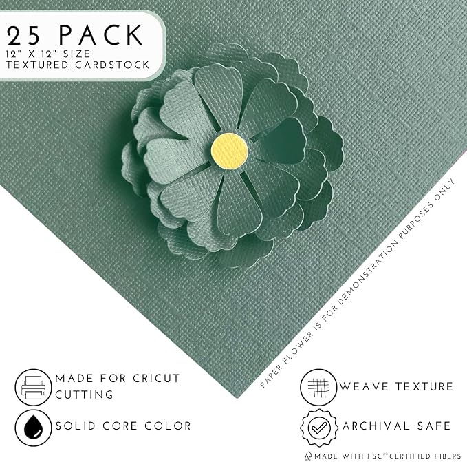 Bayou—12x12 Textured Cardstock | 80lb Textured Blue-Green Scrapbook Paper | Premium Cardstock for Cricut Cutting | 25 Sheets