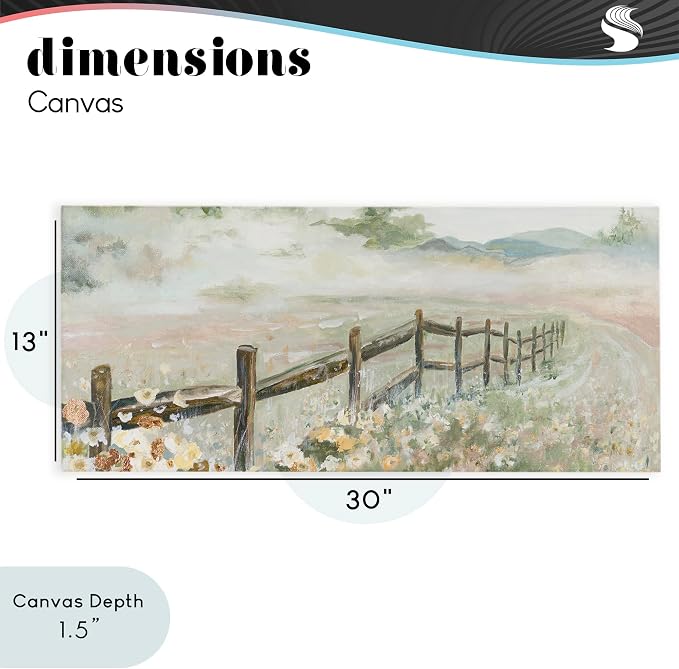 Stupell Industries 'Soft Fence with Flowers'| Canvas Art | Stupell Industries | 30 x 13 Inches, Easy to Hang and Sturdy, Made in USA, by Patricia Pinto