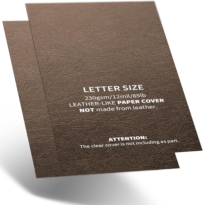 Binditek 12 Mil Paper Binding Covers, 8.5 x11 Inches, Coffee Color,100 Pack | Grain-Texture, 8.5" x 11" Letter Size, 230 GSM, 85 lb, Square Corners, Unpunched, for Business, School Projects