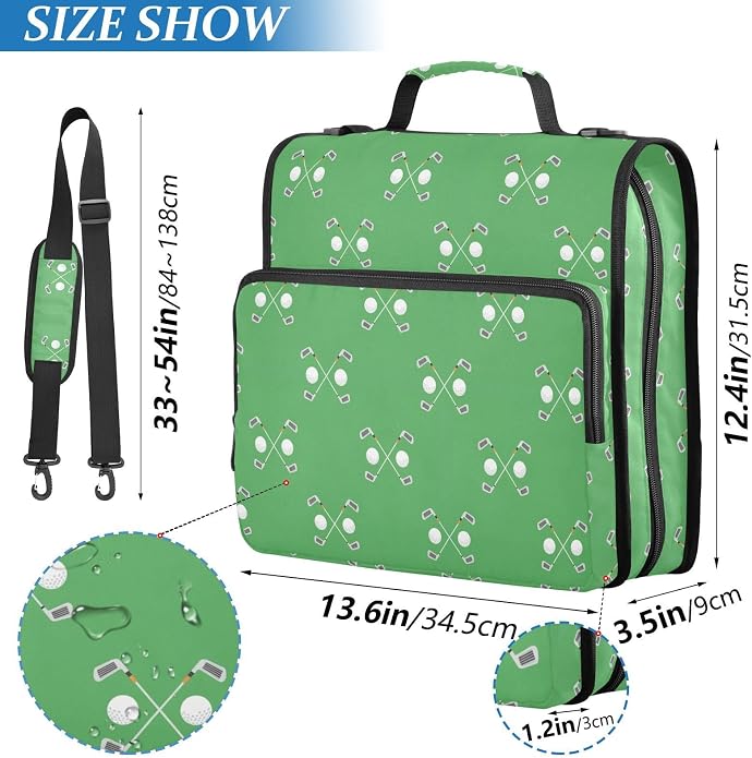 Zipper Binder Bag 3 Ring File Folder Portfolio Organizer Zippered Binder Bags with Strap Fits Laptop Women Men