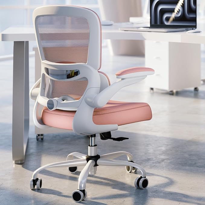 TRALT Office Chair - Ergonomic Desk Chair with Adjustable Lumbar Support, Mesh Computer Chair, Executive Chair for Home Office Comfortable Lumbar Support (1, Pink)