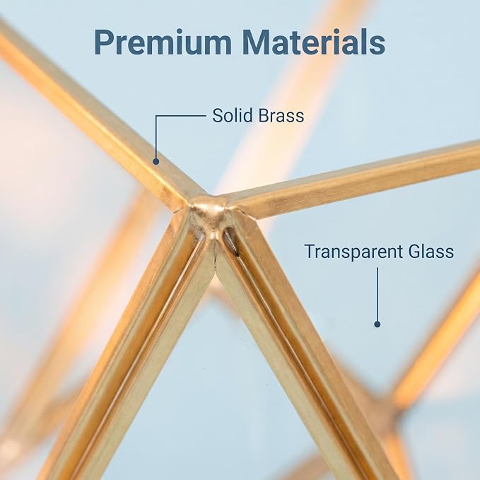JIARI Glass Pen Holder Cup for Desk, Pencil Cup Holder, Gold Brass Frame Glass Pen Cup for Desk Office Pen Organizer 3.7 x 3.7 x 5.7 inche (Pencil Holder-D07B)