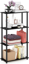 Furinno Turn-N-Tube Toolless 4-Tier Storage Shelves, Americano | Wide Open Frame Book Shelf, Corner Shelf, for Organization, Living Room, Garage, Home Office