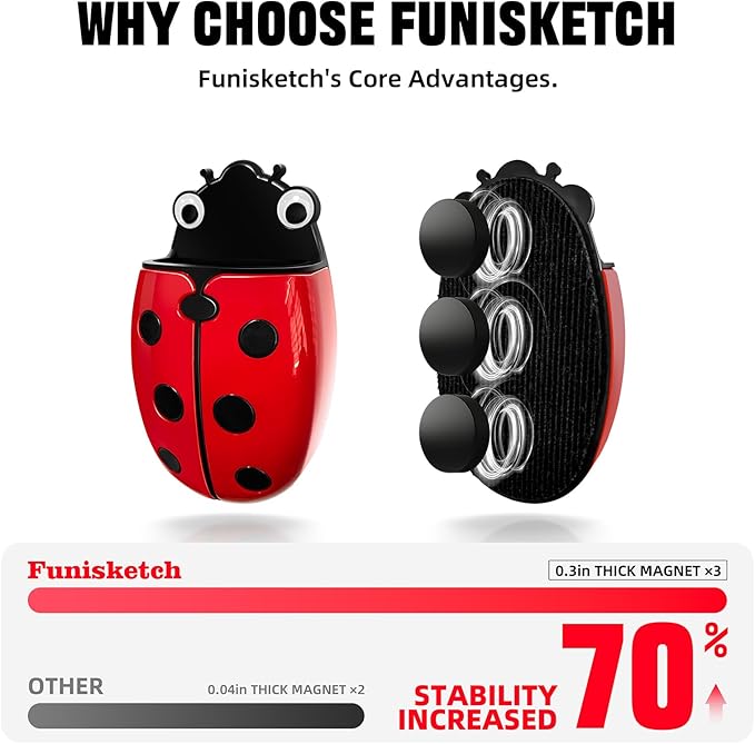 Magnetic Pen Holder for Fridge Whiteboard, 2-in-1 Magnetic Marker Holder Dry Erase Marker Whiteboard Eraser, Cute Ladybug Pencil Cup Desk Organizer for Classroom Office School Home (4-Pack)