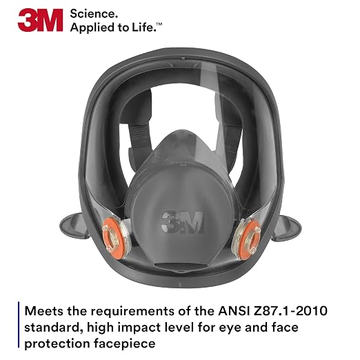 3M Full Facepiece Reusable Respirator 6900, NIOSH, Large | Large Lens, ANSI High Impact Eye Protection, Silicone Face Seal, Four-Point Harness, Comfortable Fit, Painting