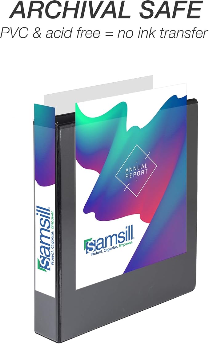 Samsill Durable 1.5 inch 3 Ring Binder, D Ring Binder, 100% Recycled Chipboard, Black