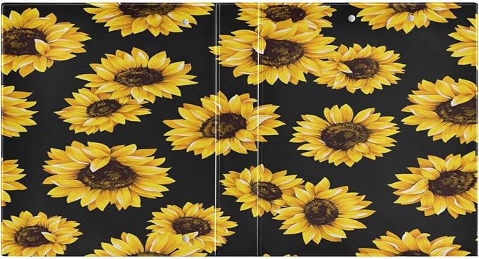 Sunflower Pattern Clipboard Binder with 2 Pockets, 1.5 Inch Three Ring Binder