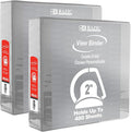 BAZIC Products 2" Grey 3-Ring View Binder, Slant-D Ring, 2 Pockets, 2-Pack | 2 inside pockets, 2 in Grey view 3-ring binder, slant-D rings, holds up to 480 sheets, Durable poly cover