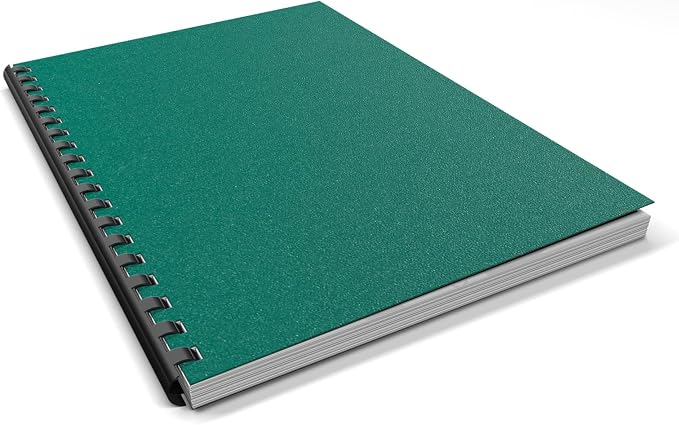 Binditek 12 Mil Sand-Textured Binding Covers, Letter Size, Green, 25 Pack | Plastic Binding Covers, 8.5" x 11", Subtle Matte Finish, Square Corners, Unpunched, Ideal for Business Reports and Proposals