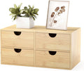 Bamboo Desk Organizer with Drawers, Desktop Storage Box for Office Supplies | 4 Drawers Desktop organizer, No Assembly Required, Natural Wood Wooden Desktop Drawers for Bills, Cosmetics, Seals, Paper
