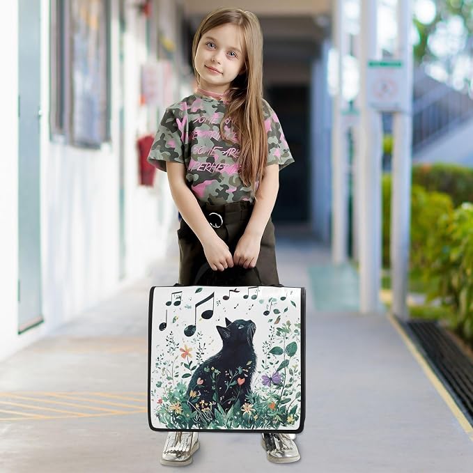 Personalized Cute Cat 3 D-Ring Binder Bag Zipper Organizer | Multi-Pocket with Handle and Detachable Shoulder Strap Holds 500 Sheets for School Office Supplies