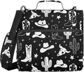 Western Cowboy Black Print Zipper Binder Bag 3 Ring with Shoulder Strap & Handle Multi Pocket Binder Organizer Bag Large Capacity for School Office Supplies