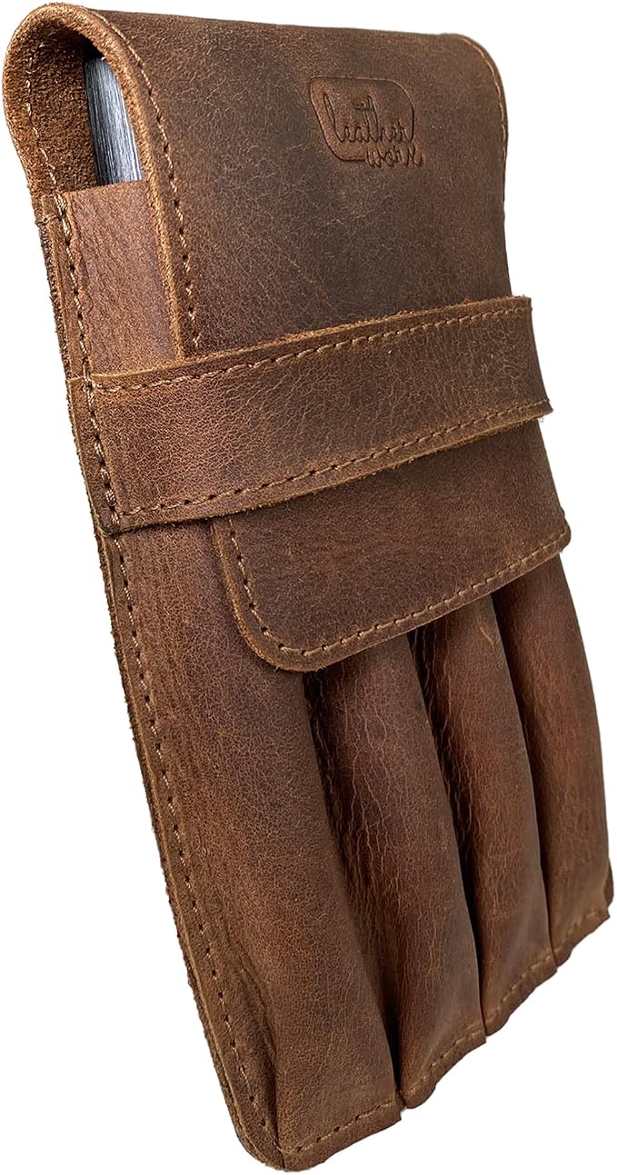 Pen Holder, Pencil Case, Minimalist Style Holder, Classic Storage, Full Grain Leather, Handmade, Bourbon Brown