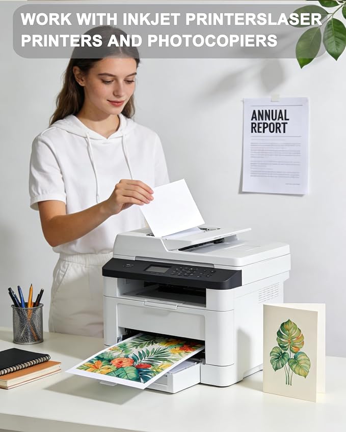 Veritas White Cardstock 8.5 x 11, 110 LB Index/199GSM Heavyweight Card Stock Paper, 300 Sheets, Premium Smooth Thick Paper for Inkjet & Laser Printing, Invitations, Cards, Art Projects & Crafts