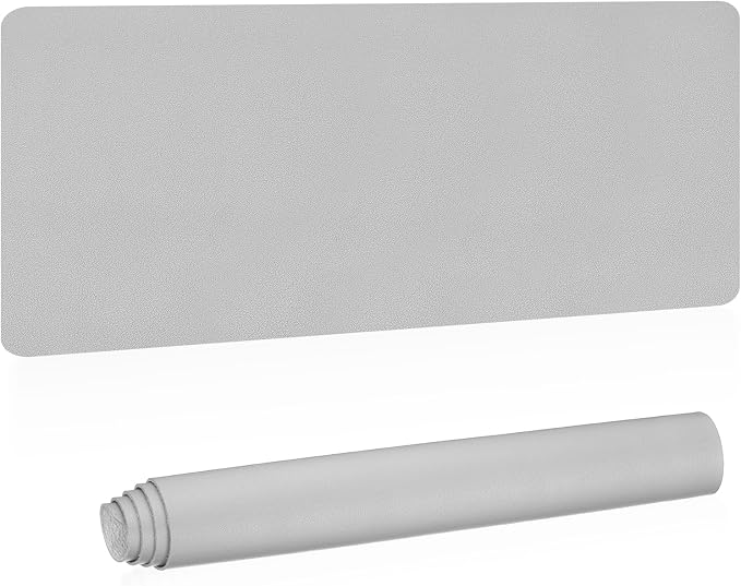 PATIKIL Desktop Protector, 48"x17" Non-Slip Waterproof PU Leather Desk Pad, Dual Sided Silver Tone