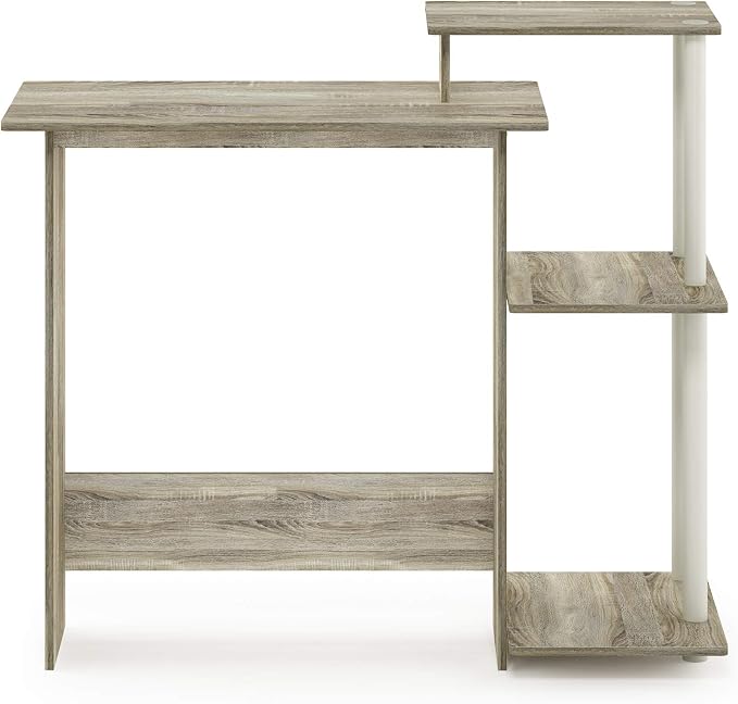 Furinno EFFICIENT Desk, 28.6" Wide Gaming Desk with 3 Open Side Shelves, Laptop Notebook Computer Desk, Office Desk for Home Office, Study Room, Dorm, Bedroom, Sonoma Oak