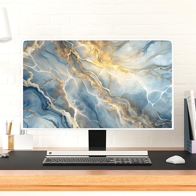 Baocicco Gold Blue Waterproof Screen TV Cover 80 Inch Modern Full Body Covers for Television Screen Panel Case TV Sleeve Compatible with Television LCD LED PC, Desktop and Home TV