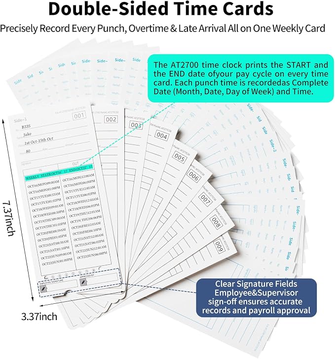 300 AT-2700 Time Cards Compatible with Allied Time USA AT-2700 Time Clock