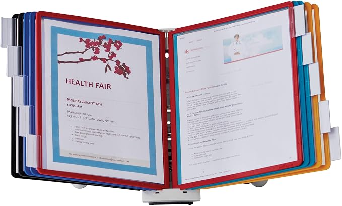 Durable Desktop Reference System with 10 Double-Sided Panels - Letter-Size 8.5" x 11" Inches - Assorted Colors SHERPA Design - Desk Reference Organizer