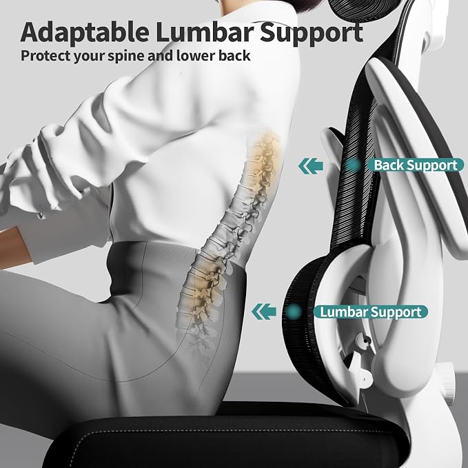 TRALT Office Chair Ergonomic Desk Chair - Gaming Chair with Lumbar Support | 330 LBS Home Office Desk Chairs with Headrest, Reading Chair with Flip-up Armrests, Comfortable Computer Chairs (1, Black)