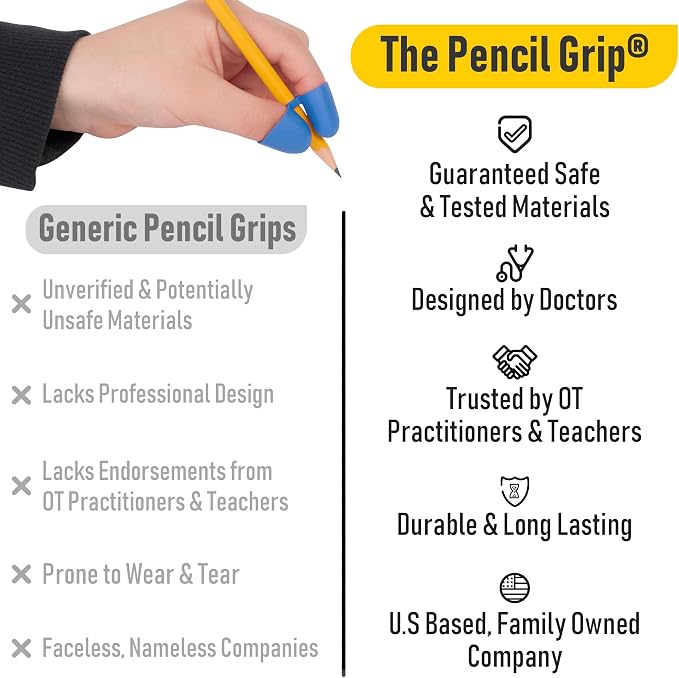The Classics Writing Claw Pencil Grip Medium 12 Pack – Ergonomic Aid for Kids, Pre-K, Special Needs, Fits Pencils, Pens, Utensils, Right or Left Hand, Easy Grip Trainer, Occupational Therapy