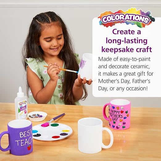 Colorations Decorate Your Own Ceramic Mugs, Unglazed Ready to Craft | Set of 6