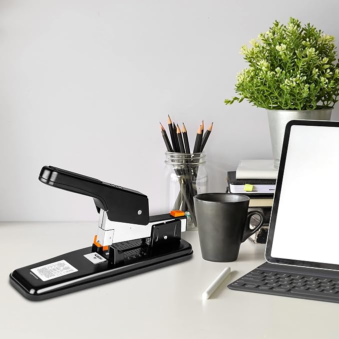 Amazon Basics Heavy-Duty Stapler, 90 Sheets High Capacity, Non-Slip, Large Office Stapler with 1000 Staples, Black (Pack of 6)