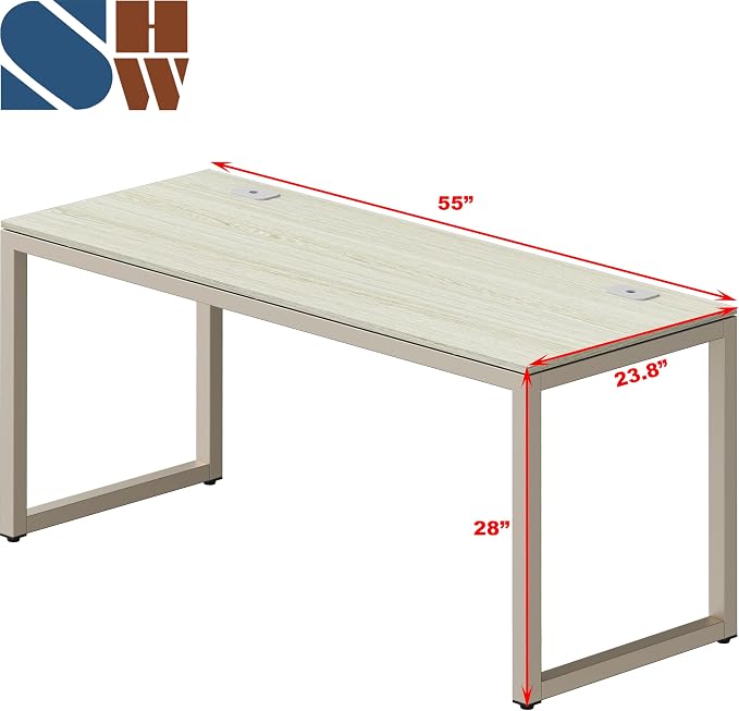 SHW 55-Inch Commercial-Grade Office Computer Desk, Maple | 10-Year Limited Warranty