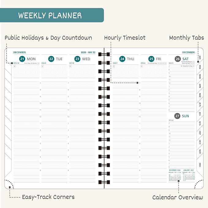 BEZEND 2027 Planner Weekly and Monthly, Daily Calendar Book, Large 8.5"x11"