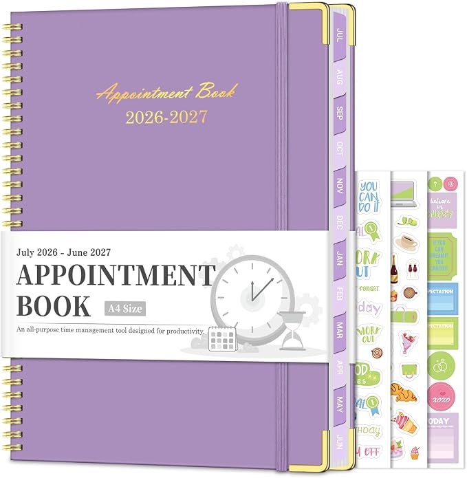 Appointment Book 2026-2027, 30-Minute Interval Hourly Planner, 8.5"×11"