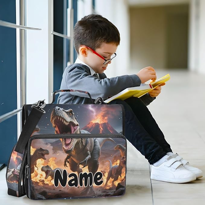 Custom Dinosaurs Roar 3 Ring Binder Bag 1.5 inch Personalized Name Binder Organizer 500 Sheet Documents Storage for School Office