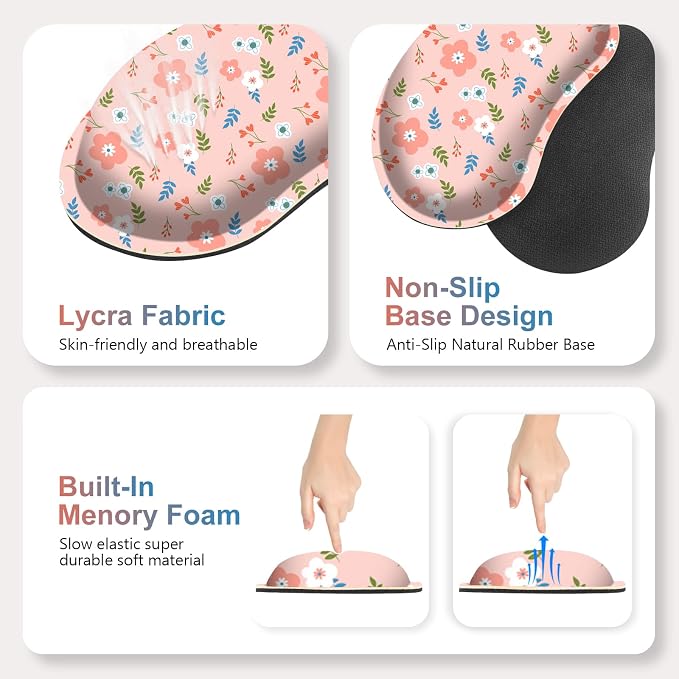 Large Gaming Mouse Pad Set, 4 in1 Ergonomics Keyboard Desk Mat with Memory Foam Wrist Rest, Computer Extended Game Mousepad, Non-Slip Desk Pad Matt Easy Typing Pain Relief I Retro Pastel Style