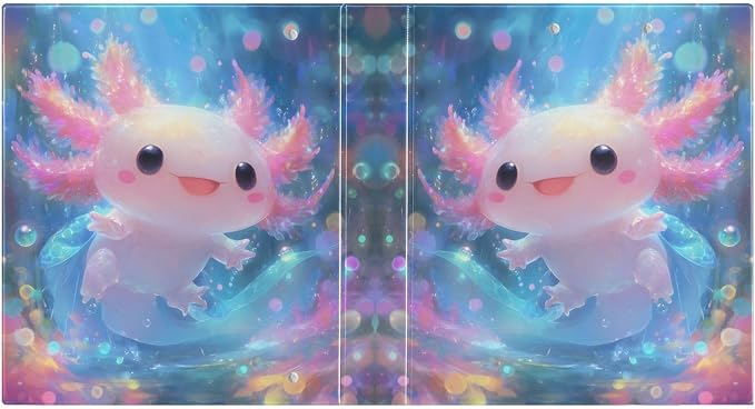 3 Ring Binder Shiny Axolotl 1.5" Round Ring Binders View Binder with 200 Sheet for Kids School Supplies Women Men Office, 1 Pack