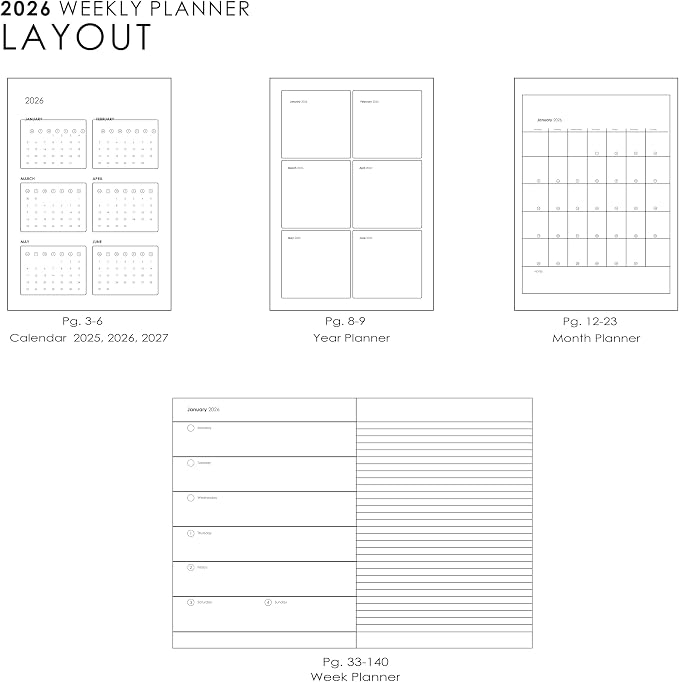 myPAPERCLIP 2026 Weekly & Monthly Planner, 12 Months (Jan2026 - Dec2026), A5 (5.6 in x 8 in), Italian Vegan Leather Planner with Weekly & Monthly Spreads, Yearly Overview – Tan