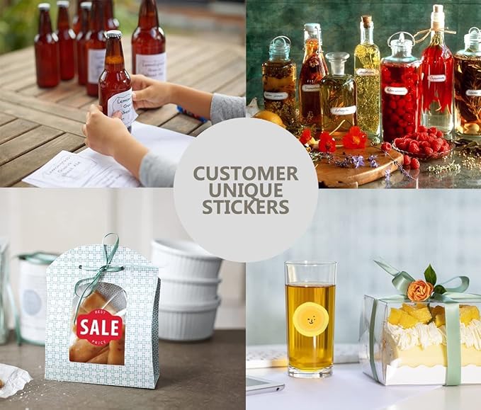 100-500 Pcs Custom Stickers Personalized Labels with Any Design Image Logo Text for Business Logo Thank You Labels,1/2/3/4 inch Customized Stickers(Fancy Frame)