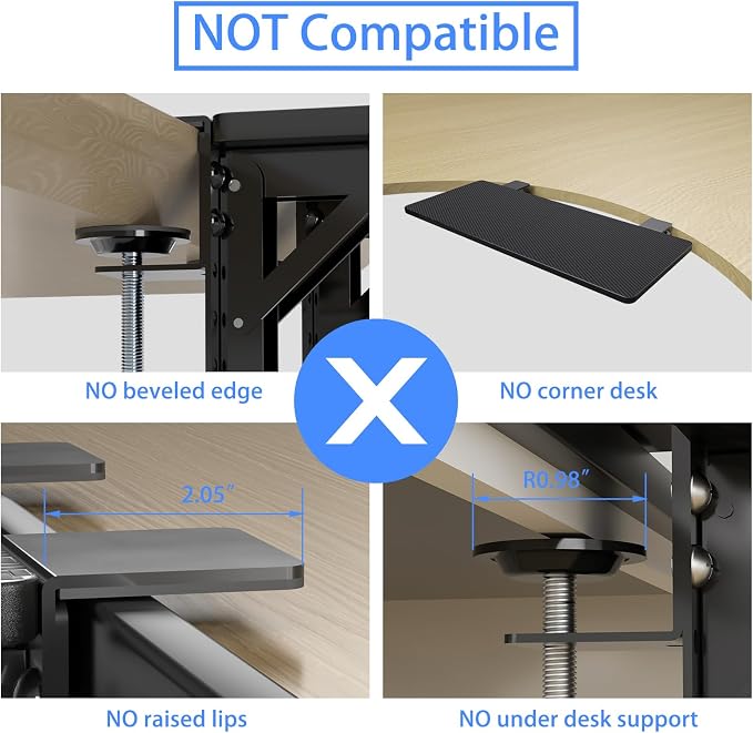 Suptek Clamp-on 9.5 x 23.6 inch Desk Extender, Wrist Support, Foldable Keyboard Tray Platform, Suitable for Office Desks, Carbon Fiber, DSF3L