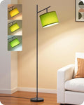 EDISHINE Modern Floor Lamps for Living Room, 64.7" Green Standing Lamp | 3 Color Temperatures, Bulb Included, Adjustable Linen Shade, Foot Switch, Minimalist for Bedroom, Living Room, Office
