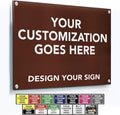Custom Metal Signs, Personalized Aluminum, Business Safety Signs, Waterproof Outdoor, White Aluminum (Brown Background, 42x28 In)