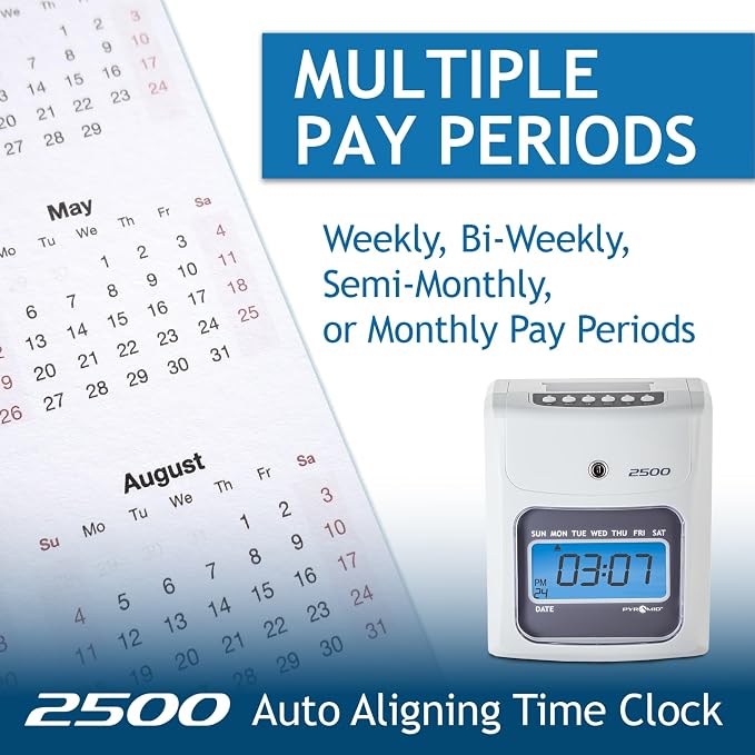 Pyramid Time Systems Small Business 2500 Time Clock Bundle, Ivory | Tracks worked time for unlimited number of employees.