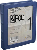 2Fold 3 Ring Binder 1 Inch with Clear Front Pocket - Premium PU Faux Leather Presentation Binder - Extra Storage Pockets for Office Supplies, Business Card Holder, and Pen/Pencil Loop (1 Inch, Blue)