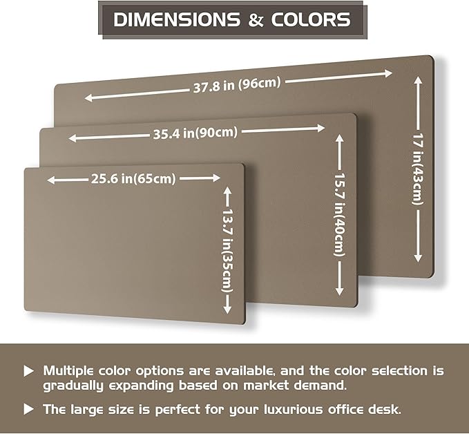 Aothia Dual-Sided Desk Pad - Leather Desk Mat, Natural Cork Desk Pad Protector, Large Mouse Pad for Desk, Waterproof Desk Blotter Pad, Desk Writing Pad for Office Work/Home, Coffee (35.4" x 15.7")